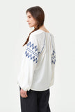 MILKY LINEN VYSHYVANKA SHIRT WITH ZIGZAGS EMBROIDERY