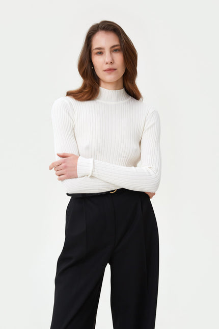 KNITTED RIBBED JUMPER WITH VISCOSE