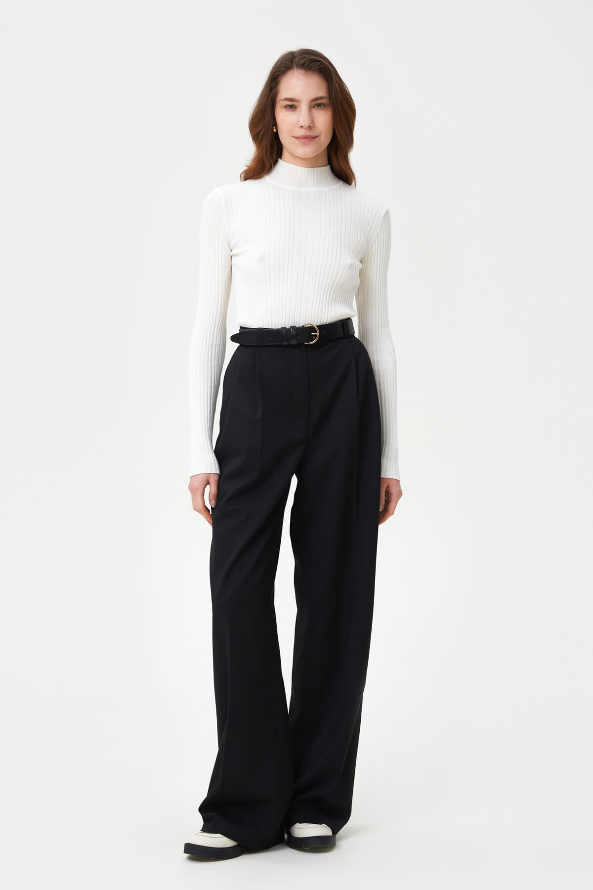 KNITTED RIBBED JUMPER WITH VISCOSE