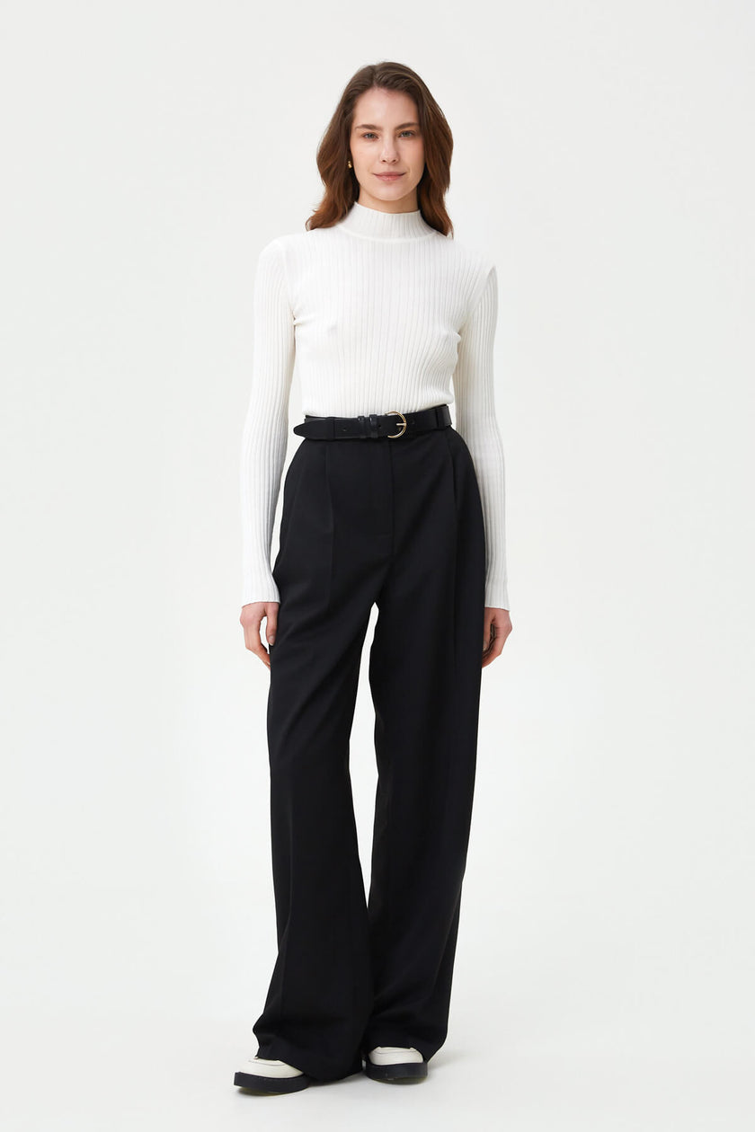 KNITTED RIBBED JUMPER WITH VISCOSE