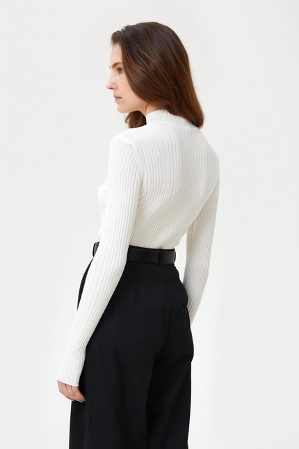 KNITTED RIBBED JUMPER WITH VISCOSE