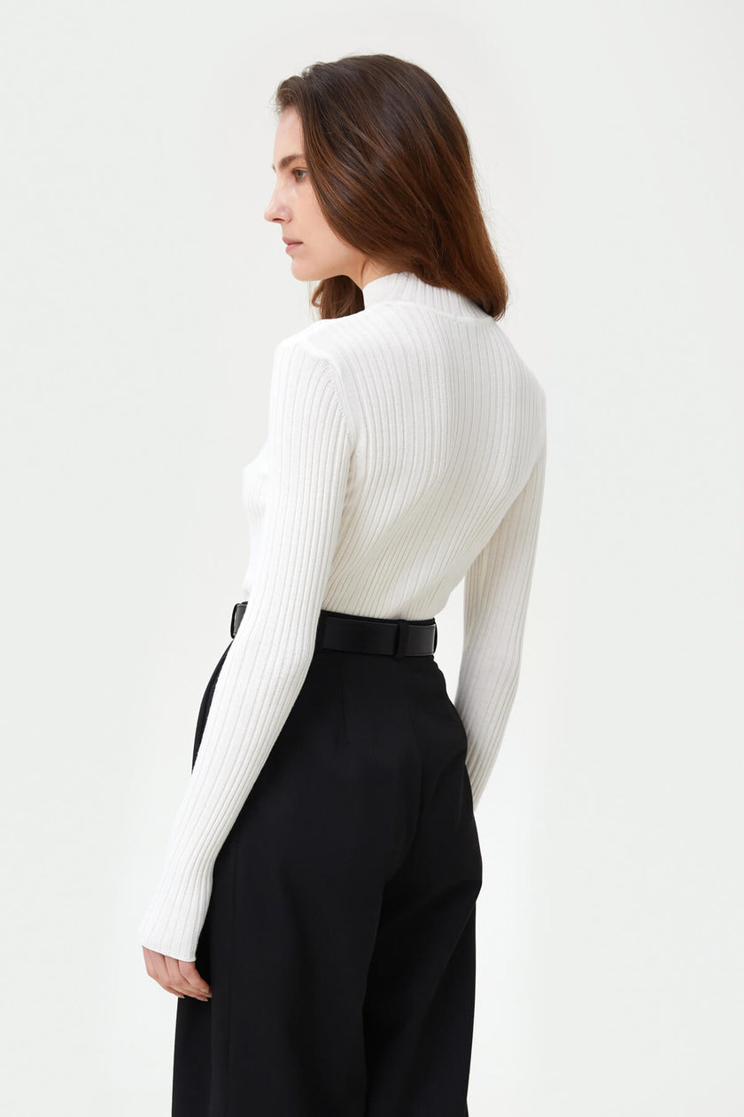 KNITTED RIBBED JUMPER WITH VISCOSE