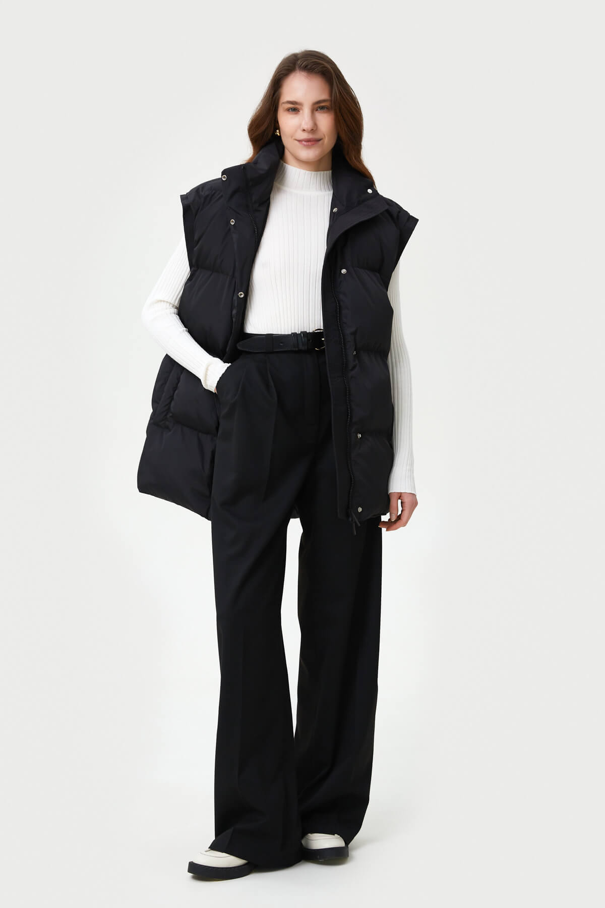 KNITTED RIBBED JUMPER WITH VISCOSE
