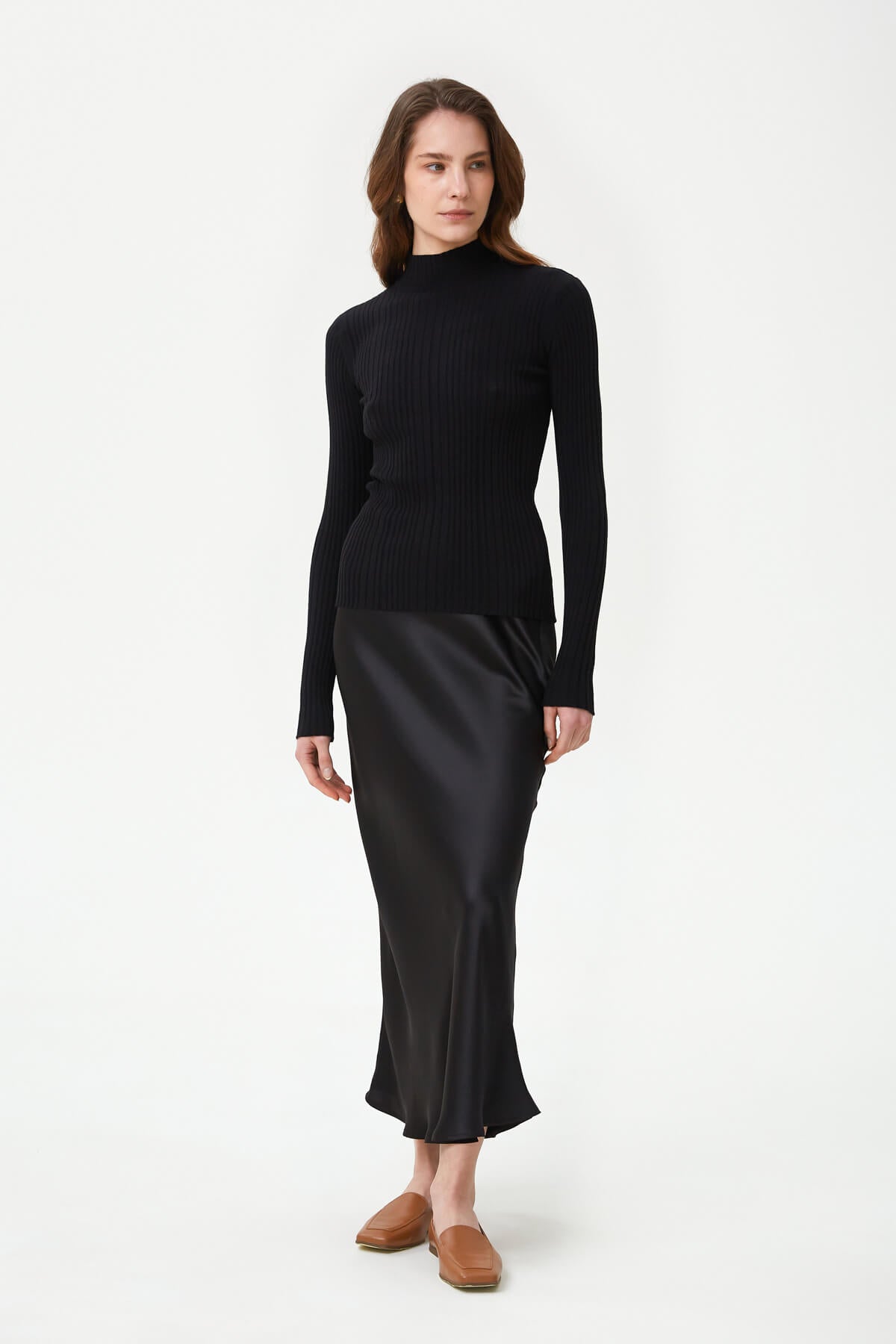 KNITTED RIBBED JUMPER WITH VISCOSE