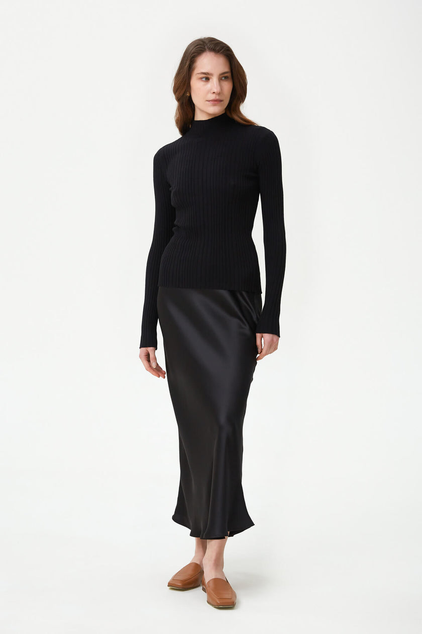 KNITTED RIBBED JUMPER WITH VISCOSE