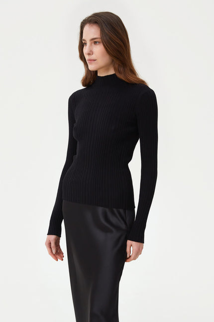 KNITTED RIBBED JUMPER WITH VISCOSE