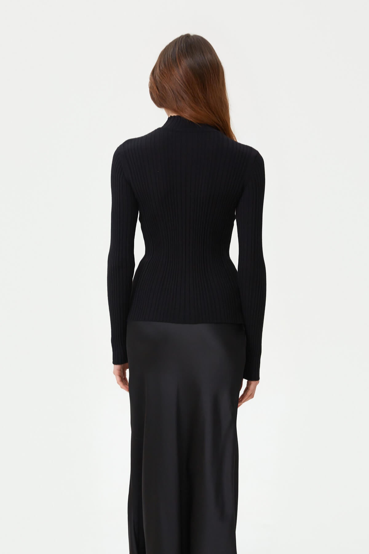 KNITTED RIBBED JUMPER WITH VISCOSE