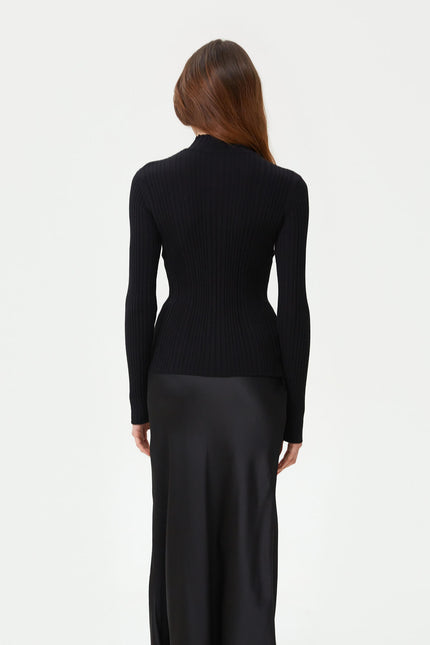 KNITTED RIBBED JUMPER WITH VISCOSE