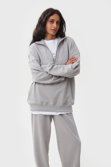 SWEATSHIRT WITH ZIPPED COLLAR