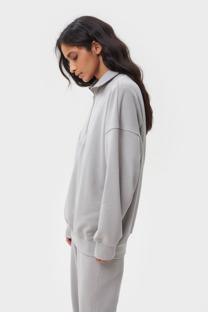 SWEATSHIRT WITH ZIPPED COLLAR