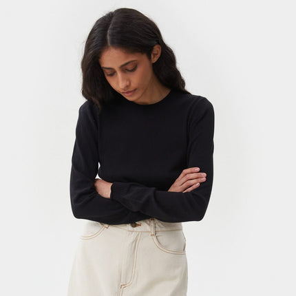 BLACK KNITTED COTTON JUMPER