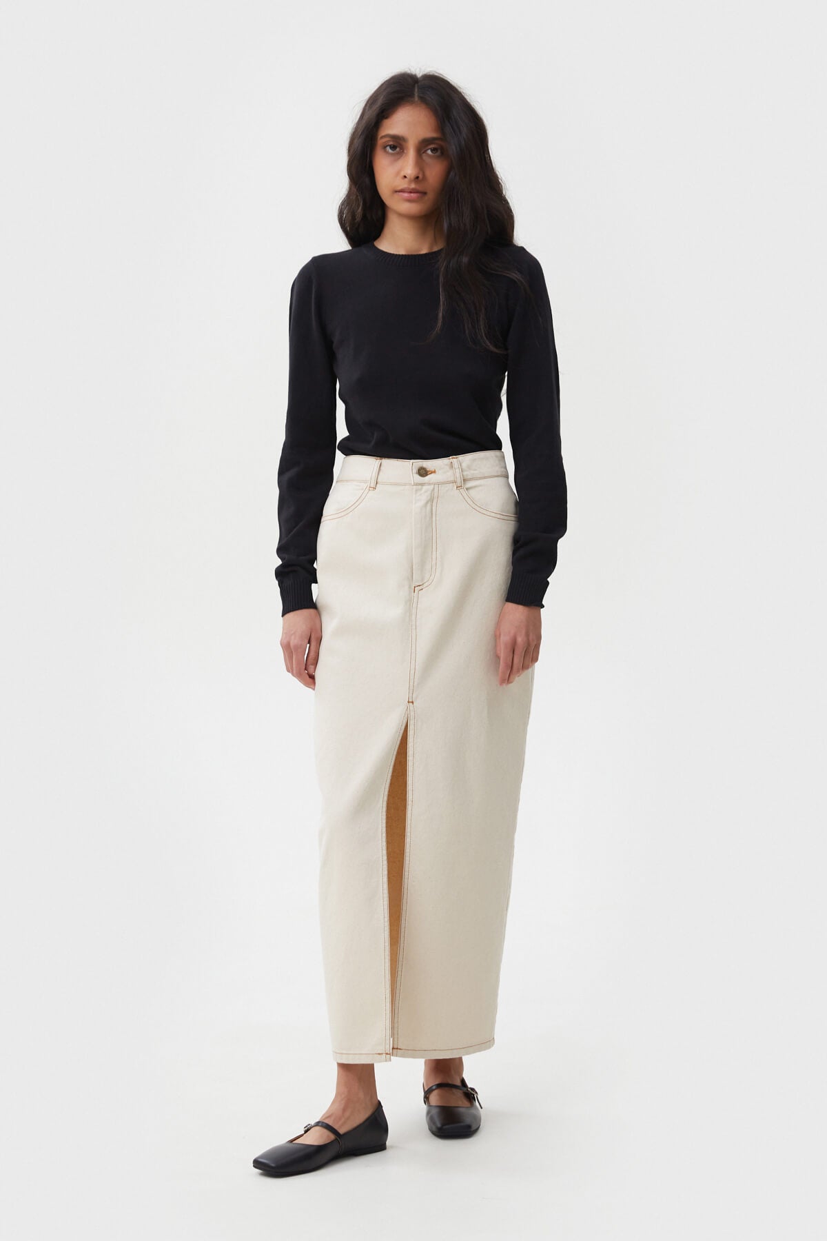BLACK KNITTED COTTON JUMPER