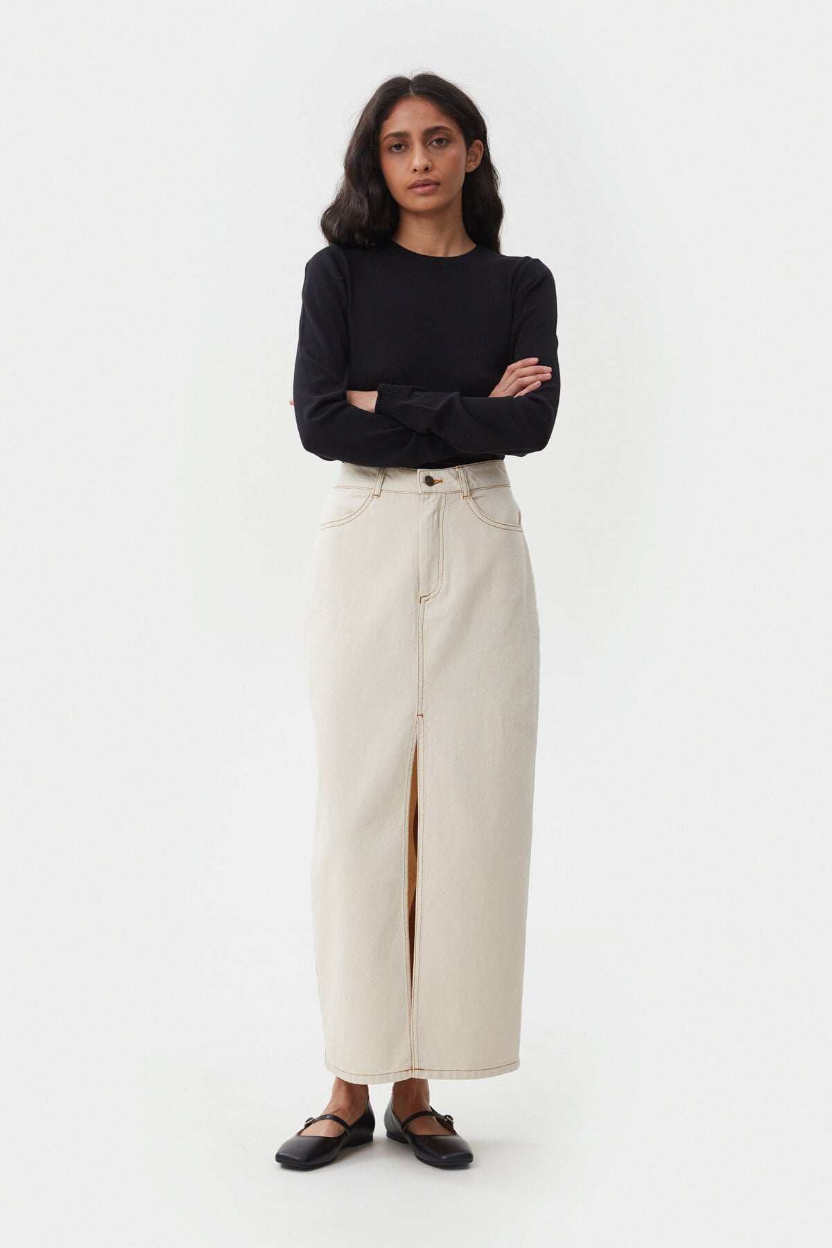 BLACK KNITTED COTTON JUMPER