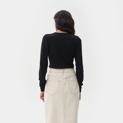 BLACK KNITTED COTTON JUMPER