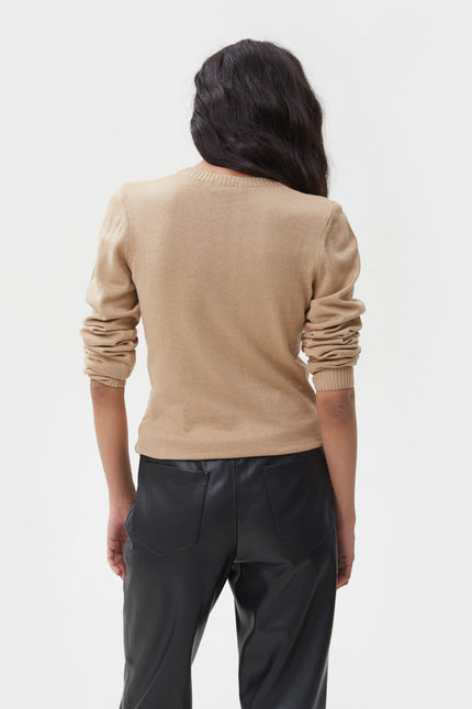 BEIGE KNITTED COTTON JUMPER
