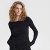 BLACK JERSEY JUMPER WITH FIGURED NECK