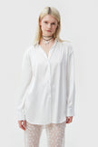 MILKY LOOSE-FIT ELONGATED SATIN SHIRT