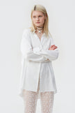 MILKY LOOSE-FIT ELONGATED SATIN SHIRT