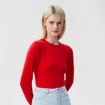 RED KNITTED COTTON JUMPER