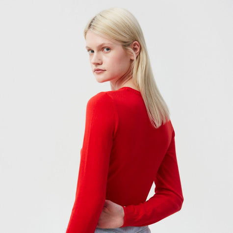 RED KNITTED COTTON JUMPER