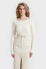 MILKY JERSEY JUMPER WITH FIGURED NECK