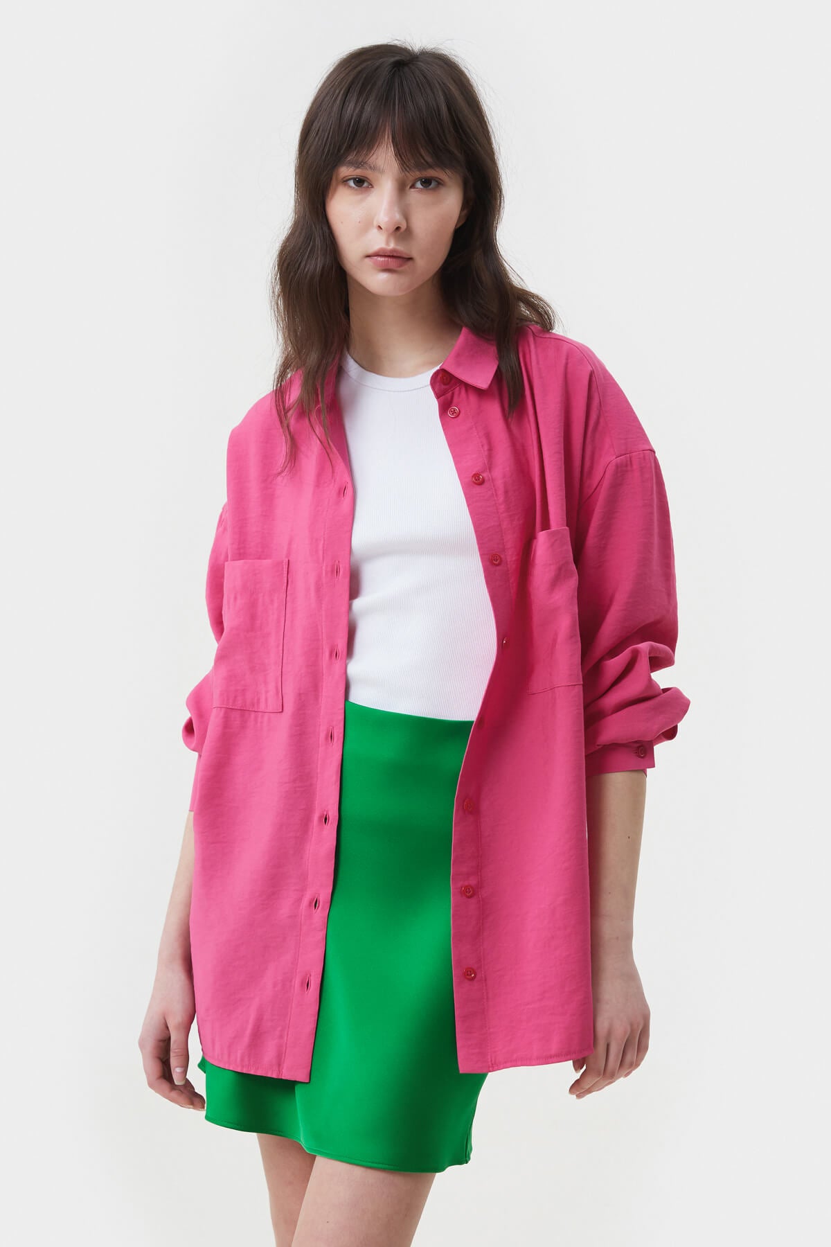 FUCHSIA LOOSE-FIT VISCOSE SHIRT