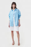 BLUE LOOSE-FIT VISCOSE SHIRT