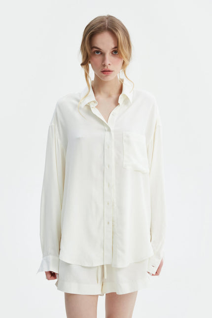 MILKY LOOSE-FIT STAPLE SHIRT