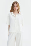 MILKY VISCOSE SHIRT WITH SHORT SLEEVES