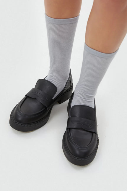 Ribbed cotton high socks