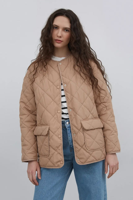QUILTED BEIGE HEATED JACKET