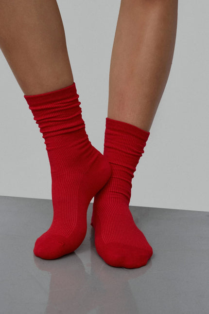 Ribbed cotton high socks