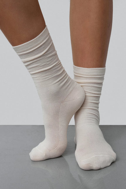 Ribbed cotton high socks
