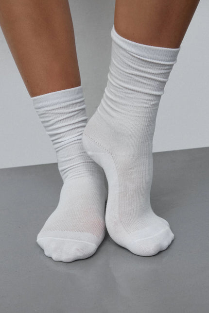 Ribbed cotton high socks