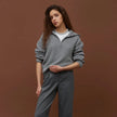 Gray knitted zip sweater with cotton