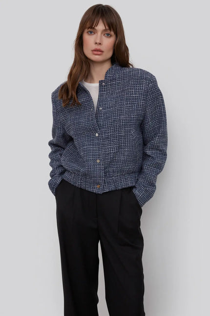 NAVY BOMBER JACKET IN TWEED SUIT
