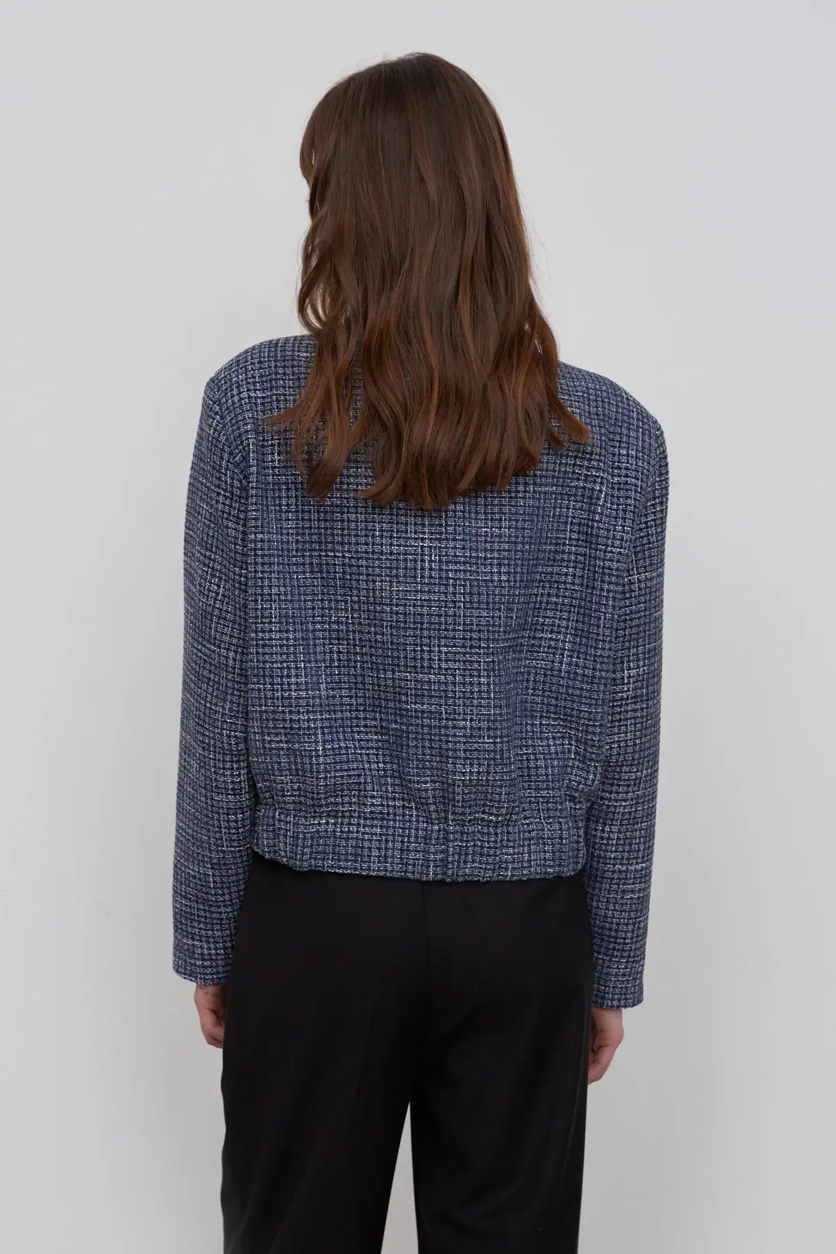 NAVY BOMBER JACKET IN TWEED SUIT