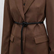Chocolate single-breasted straight-cut jacket made of viscose.