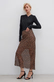 Chiffon midi skirt with a leopard print