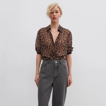 Chiffon shirt in leopard print