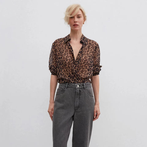 Chiffon shirt in leopard print