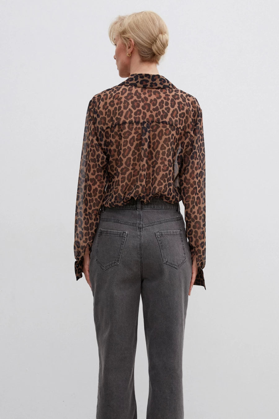 Chiffon shirt in leopard print