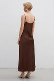 Chocolate satin midi slip dress