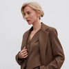 Chocolate single-breasted straight-cut jacket made of viscose.