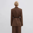 Chocolate single-breasted straight-cut jacket made of viscose.