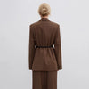 Chocolate single-breasted straight-cut jacket made of viscose.
