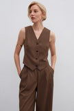 Chocolate long palazzo trousers made of viscose