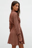 Chocolate short dress with a geometric print made of viscose