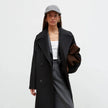 Black double-breasted straight-cut coat made with wool