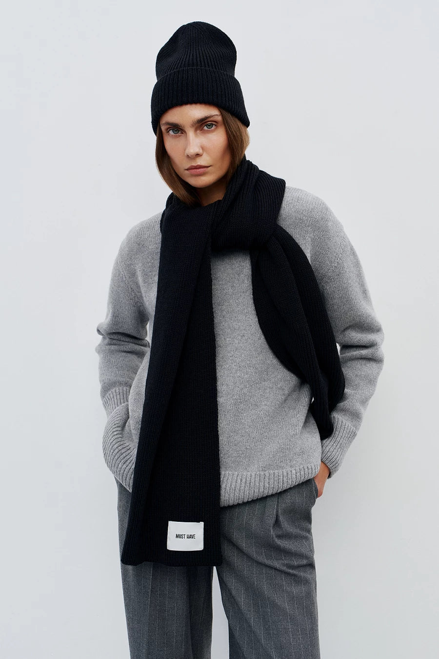 Knitted wool scarf